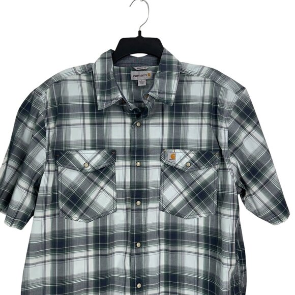 Carhartt Mens Relaxed Fit Plaid Short-Sleeve Button-Down Shirt SZ L -Western - Picture 3 of 10